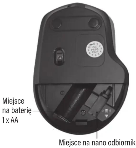 Miejsce na baterię 1 x AA Miejsce na nano odbiornik