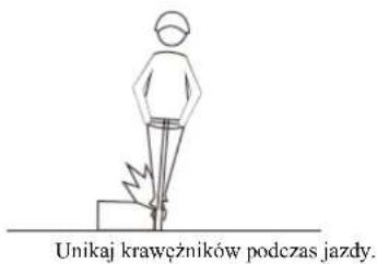 Unikaj krawężników podczas jazdy.