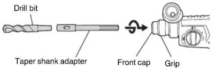 HiKOKI DH24PX2 - How to use the drill bit (taper shank) and the taper shank adapter - 1