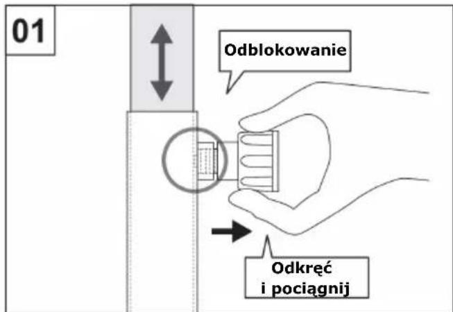 01 Odblokowanie Odkręć i pociągnij