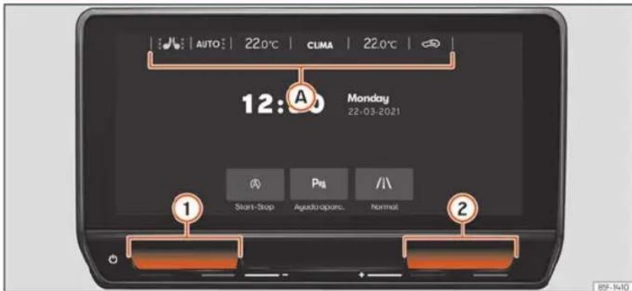 AUTO: 22.0°C CLMA 22.0°C 12: A Monday 22-03-2021 Start-Stop Aguduropore Normal ① ② BTF-1410