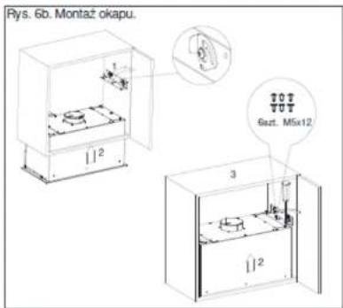 Rys. 6b. Montaż okapu. 6art. M5x12 3 1/2 1/2