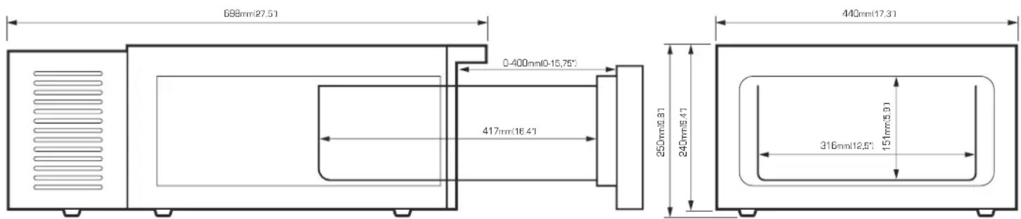 698mm(27.51) 0-400mm(0-15,75°) 417mm(16.41) 250mm(0.81) 243mm(9.41) 316mm(12,5°) 440mm(17.31)