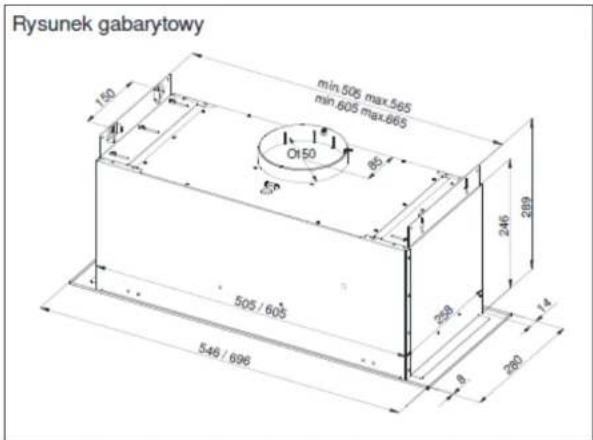 Rysunek gabarytowy min.505 max.565 min.605 max.665 140 1 1 1 289 246 505 / 605 546 / 696 238 8 280