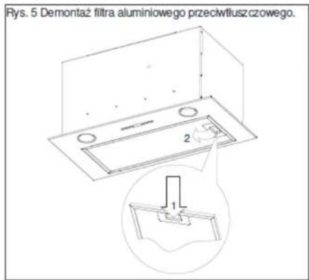 Rys. 5 Demontaż filtra aluminiowego przeciwdłuszczowego.