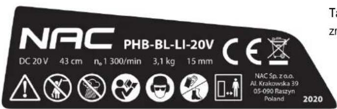 NAC PHB-BL-LI-20V - Inne oznaczenia na maszynie - 1