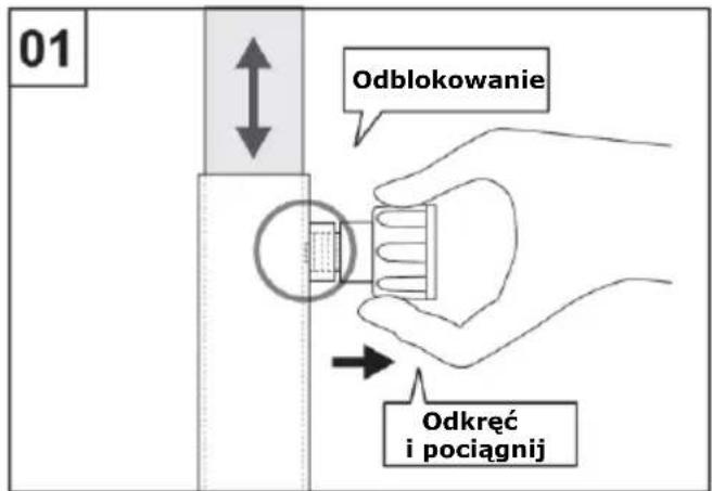 01 Odblokowanie Odkręć i pociągnij