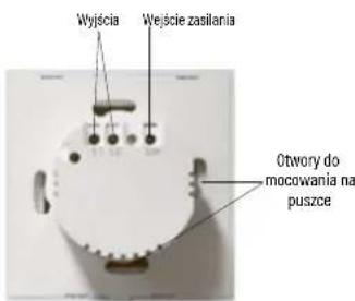 Wyjścia Wejście zasilania Otwory do mocowania na puszce