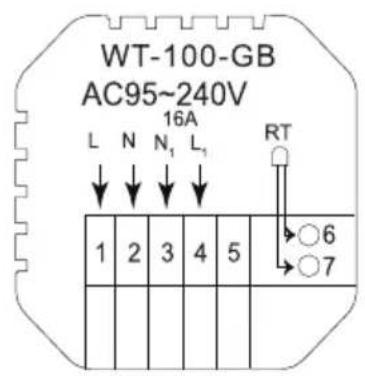 WT-100-GB AC95~240V 16A L N N₁ L₁ RT 1 2 3 4 5 6 7