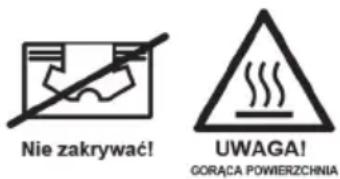 Nie zakrywać! UWAGA! GORAĆA POWERZCHNIA