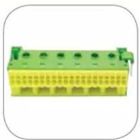 Green and yellow plastic electrical connector housing (no text or symbols visible)