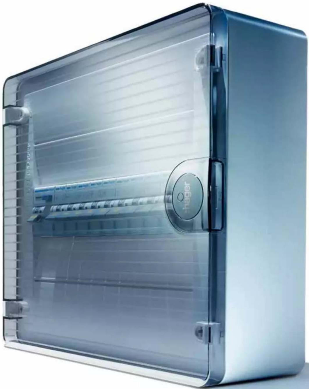 Exterior view of a modern stainless steel appliance with clear glass cover and control panel (no visible text or symbols)