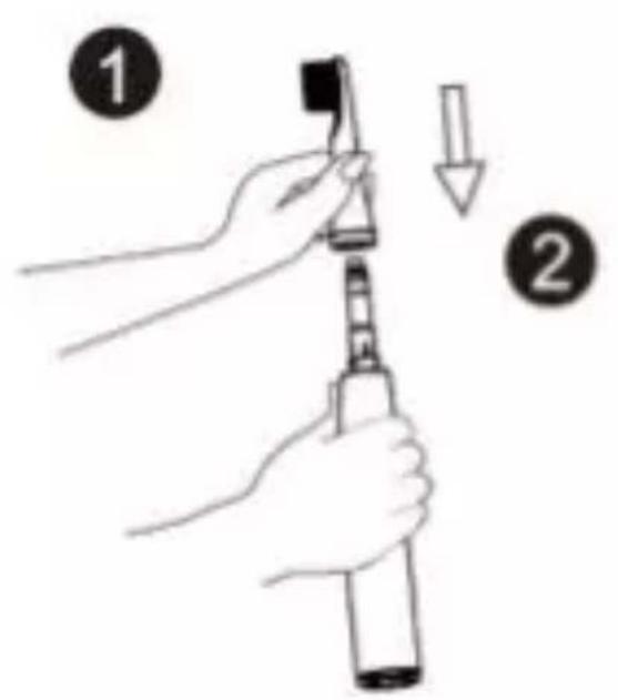 Diagram showing two-step instructions for using a tool, labeled with numbers 1 and 2 indicating step-by-step installation.