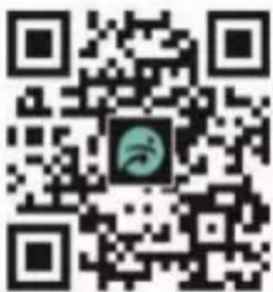 QR code with a central logo featuring a smiling face and a green square