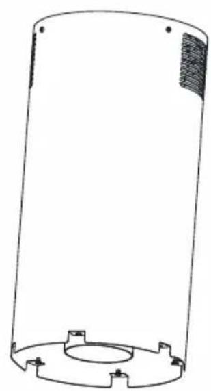 Technical line drawing of a cylindrical mechanical component with mounting flanges (no text or symbols)