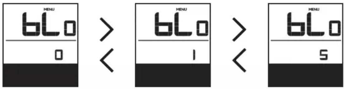 MENU blo 0 > < MENU blo 1 > < MENU blo 5