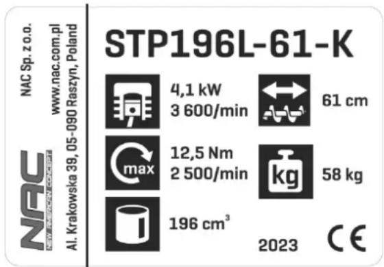 NAC STP196L-61-K - Inne oznaczenia na maszynie - 1