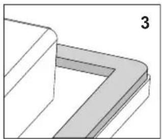 Pure geometric diagram of a 3D corner joint or bracket (no text or symbols)