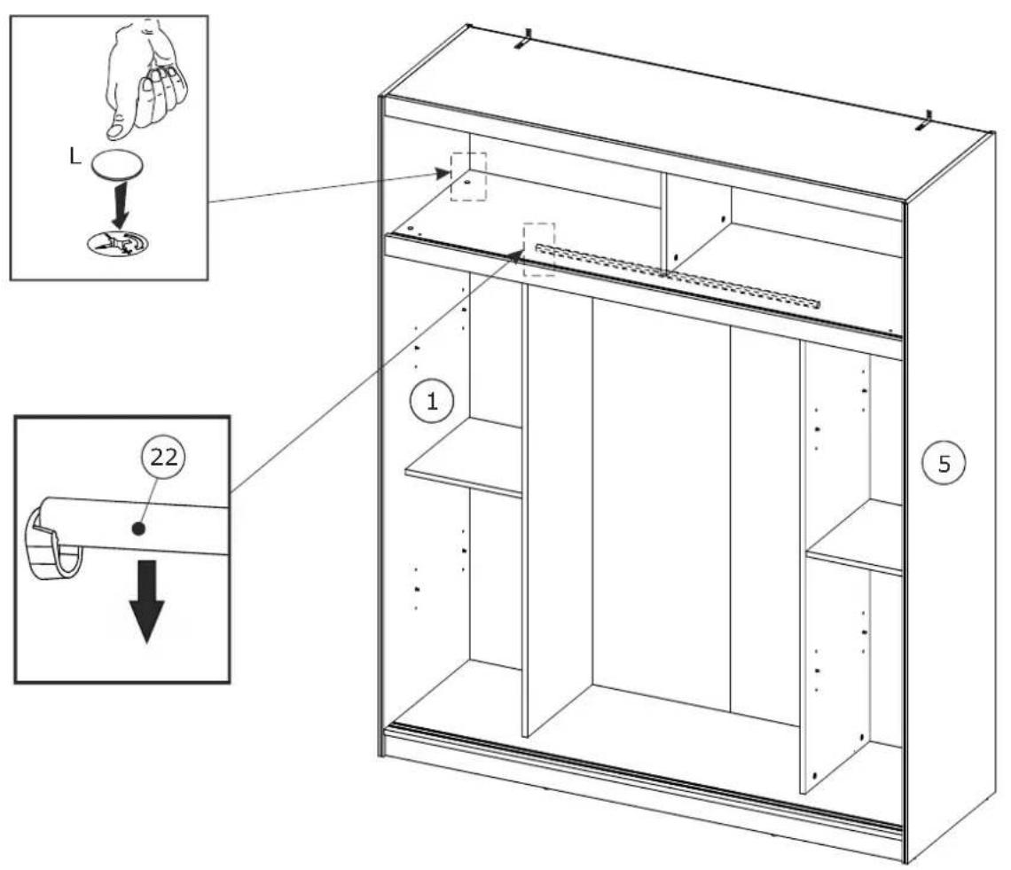 Technical diagram of a cabinet with labeled parts and instructional annotations in Chinese
