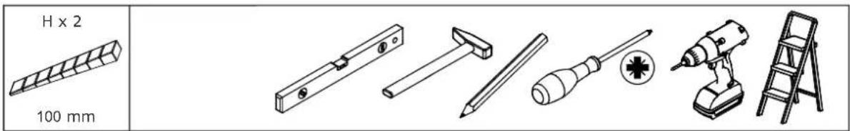 H x 2 100 mm