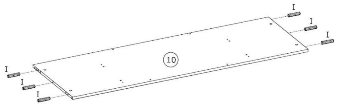 Pure technical line drawing of a rectangular plate with internal components and labeled section (10), no text or symbols present.