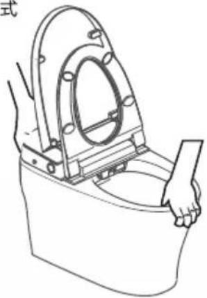 Line drawing of a toilet with handle and seat (no text or symbols)