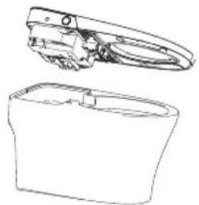 Technical line drawing of a mechanical device with open and closed views (no text or symbols)