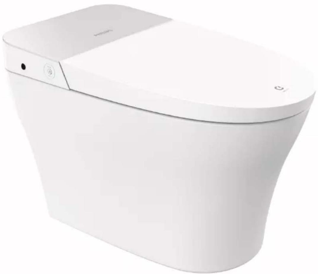 White water dispenser toilet with open lid and control panel (no visible text or symbols)
