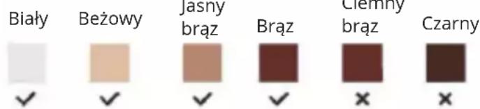 Biały Beżowy Jashy brąz Brąz Clemny brąz Czarny