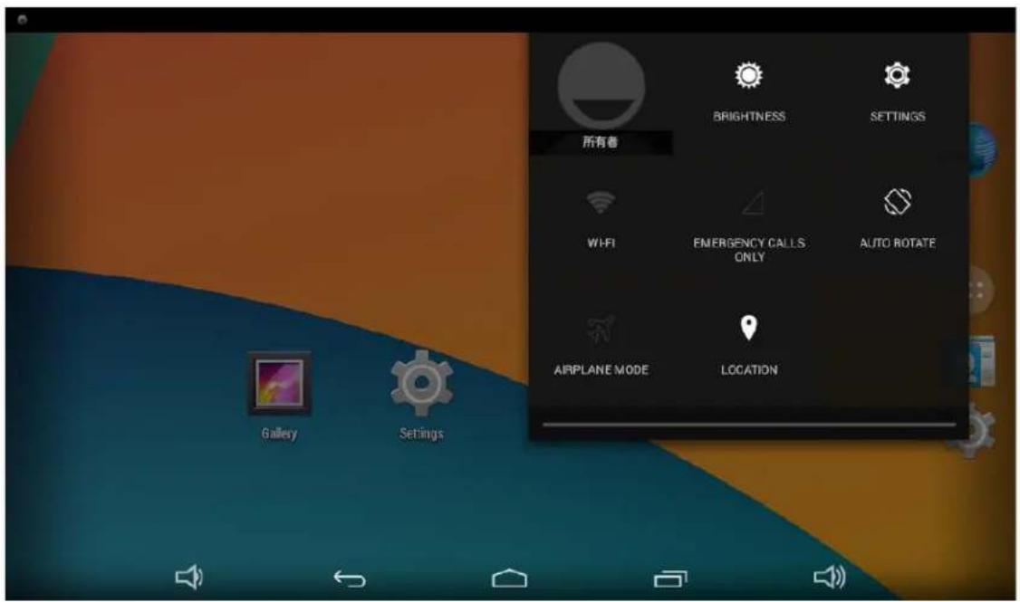 所有者 BRIGHTNESS SETTINGS WI-FI EMERGENCY CALLS ONLY AUTO ROTATE AIRPLANE MODE LOCATION Gallery Settings