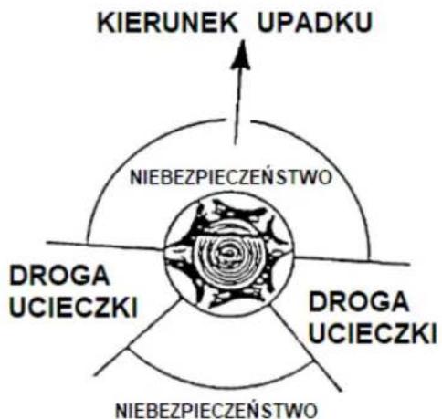 KIERUNEK UPADKU NIEBEZPIECZEŃSTWO DROGA UCIECZKI DROGA UCIECZKI NIEBEZPIECZEŃSTWO