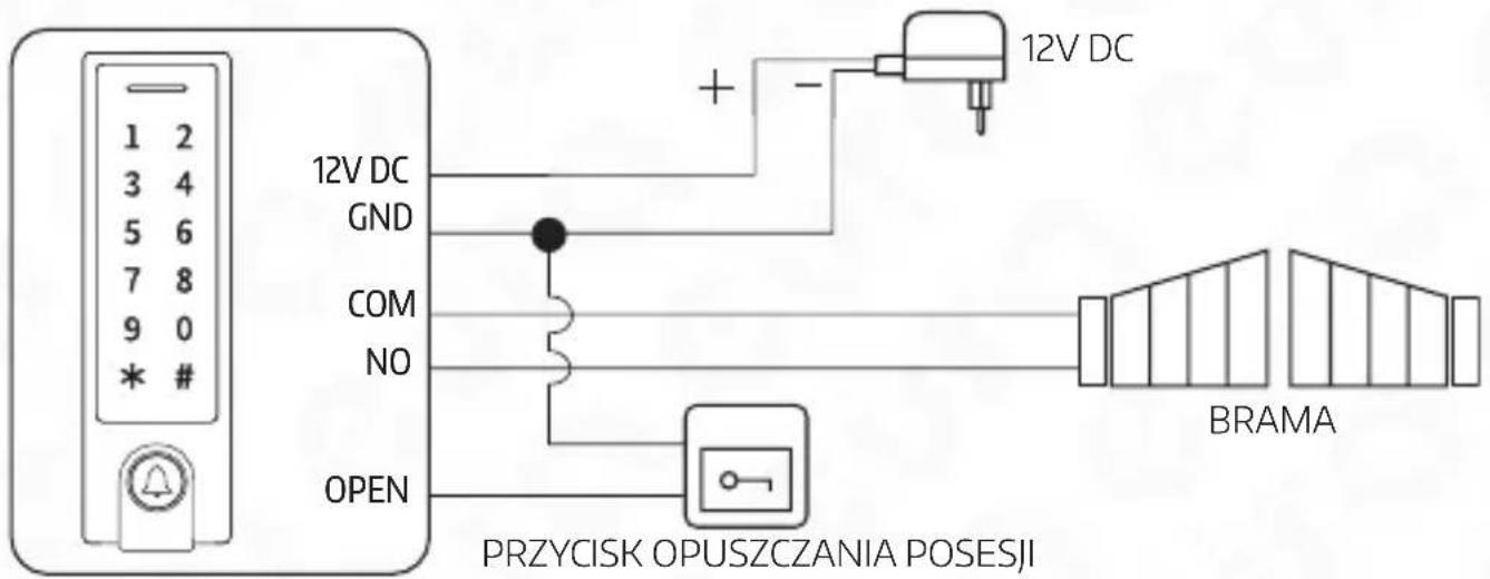 1 2 3 4 5 6 7 8 9 0 * # 12V DC GND COM NO OPEN + - 12V DC BRAMA PRZYCISK OPUSZCZANIA POSESJI
