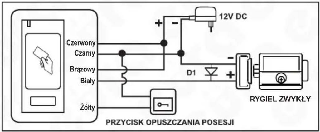 Czerwony Czarny Brazowy Biały Żółty + - D1 12V DC PRZYCISK OPUSZCZANIA POSESJI RYGIEL ZWYKŁY