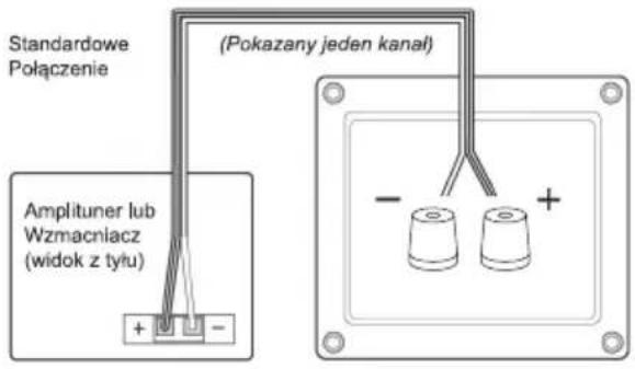 Standardowe Połączenie Amplituner lub Wzmacniacz (widok z tyłu) ( Pokazany jeden kanał ) - +