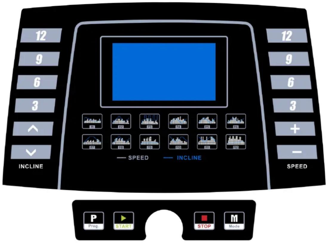12 9 6 3 ↑ ↓ INCLINE 12 9 6 3 + - SPEED INCLINE SPEED P Prog. START STOP M Mode