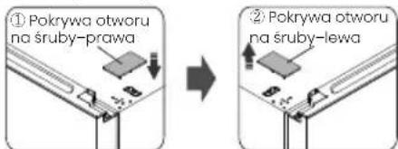 ① Pokrywa otworu na śruby-prawa ② Pokrywa otworu na śruby-lewa