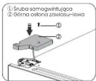 ① Śruba samogwintująca ② Górna ostona zawiasu-lewa