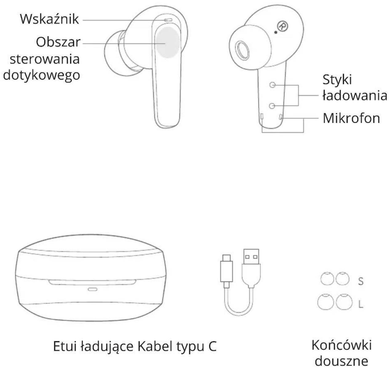 QCY T13X - Wybierz końcówki douszne: - 1