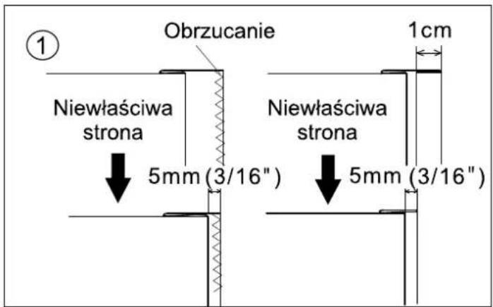 Obrzucanie 1cm Niewłaściwa strona 5mm (3/16") Niewłaściwa strona 5mm (3/16")