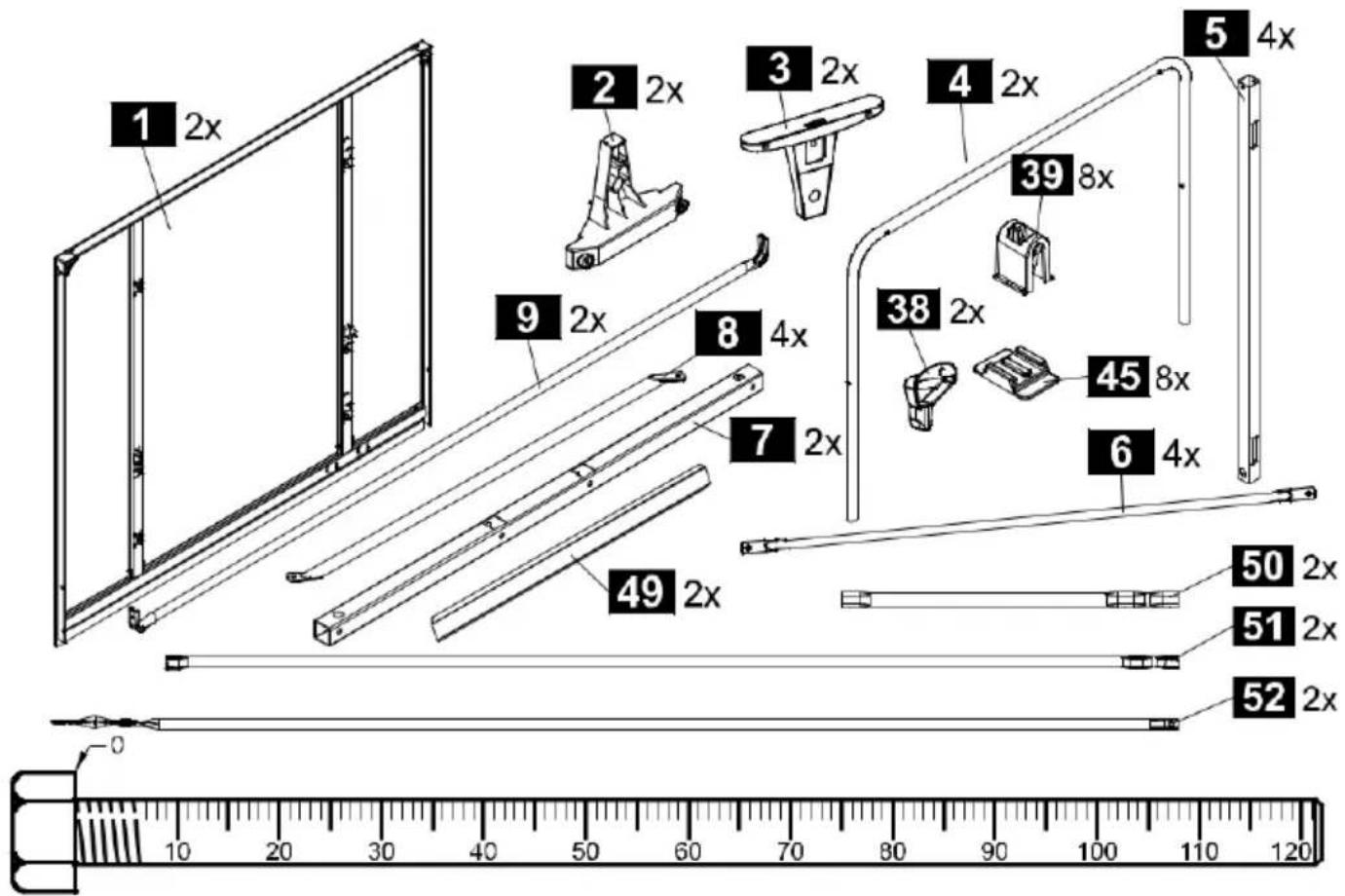 KETTLER Outdoor K3 - Oznaczenia tekstowe dla poszczególnych kroków montażu - 9