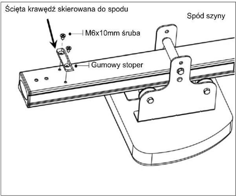 Ścięta krawędź skierowana do spodu M6x10mm śruba Gumowy stoper Spód szyny