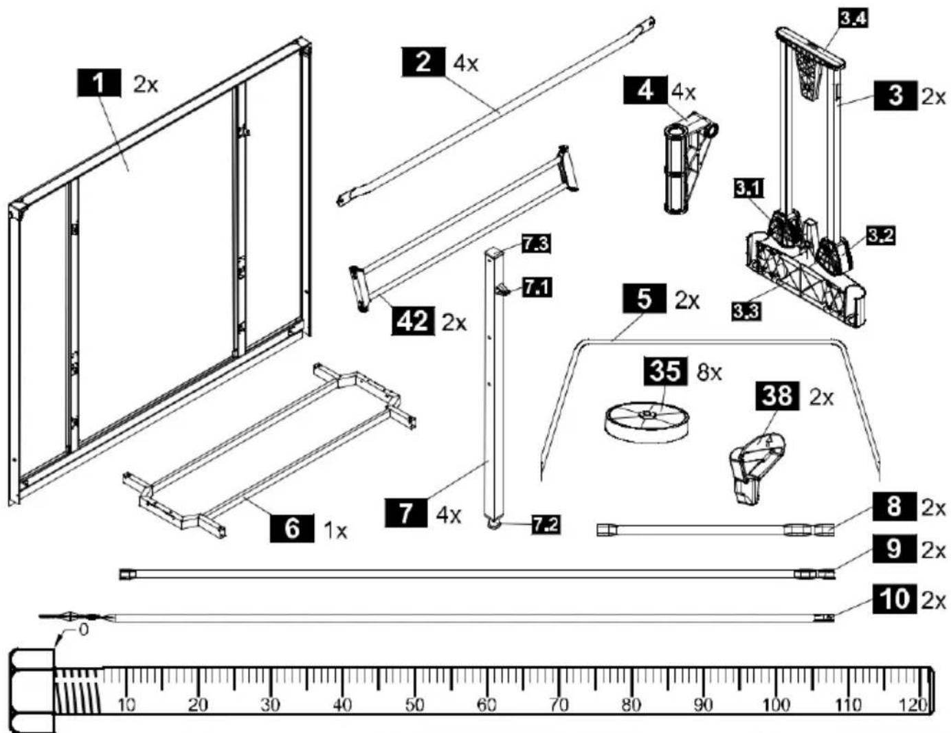 KETTLER Outdoor K5 - Oznaczenia tekstowe dla poszczególnych kroków montażu - 9