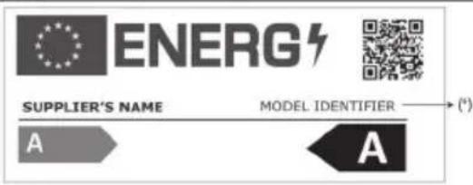 graph LR A["ENERGY"] --> B["SUPPLIER'S NAME"] B --> C["MODEL IDENTIFIER"] C --> D["(*)"]