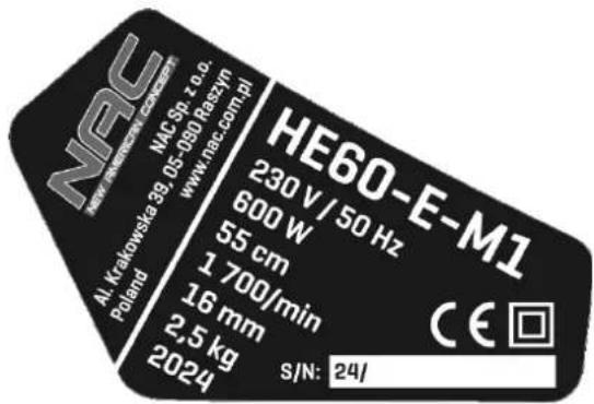 NAC HE60-E-M1 - DANE TECHNICZNE - 2