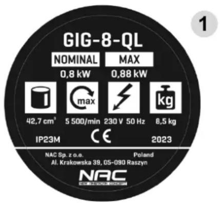 NAC GIG-8-QL - Inne oznaczenia na urządzeniu - 1