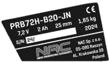 NAC PRB72H-B20-JN - Inne oznaczenia na maszynie - 1