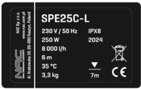 NAC SPE25C-L - Inne oznaczenia na urządzeniu - 1