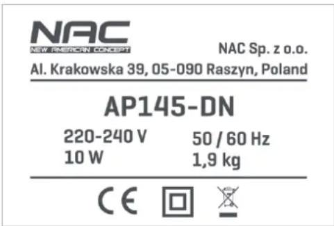 NAC AP145-DN - Inne oznaczenia na urządzeniu - 1
