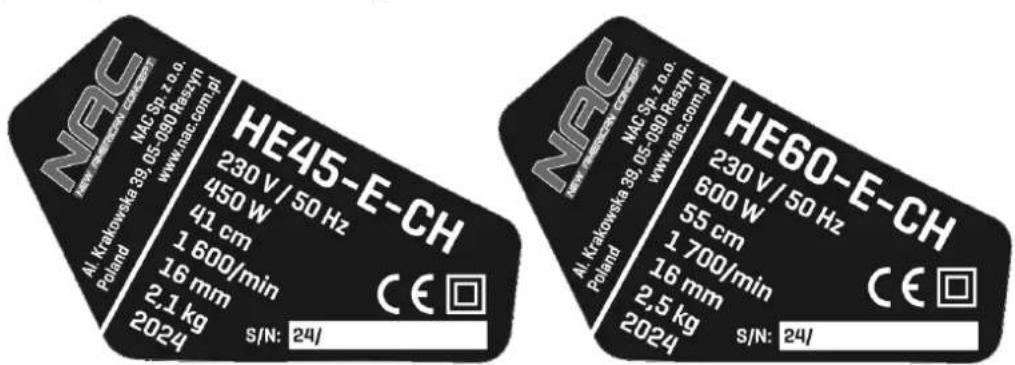 NAC HE60-E-CH - DANE TECHNICZNE - 2