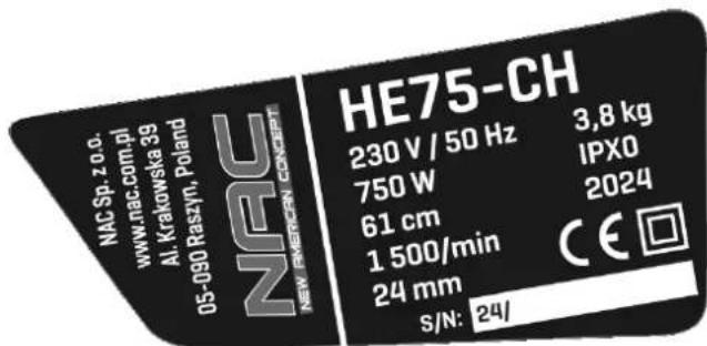 NAC HE75-CH - DANE TECHNICZNE - 2